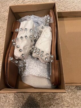 Steve Madden Tan Bejeweled Flat Sandals